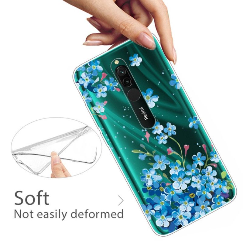 Hülle Xiaomi Redmi 8 Handyhülle Strauß Blauer Blumen