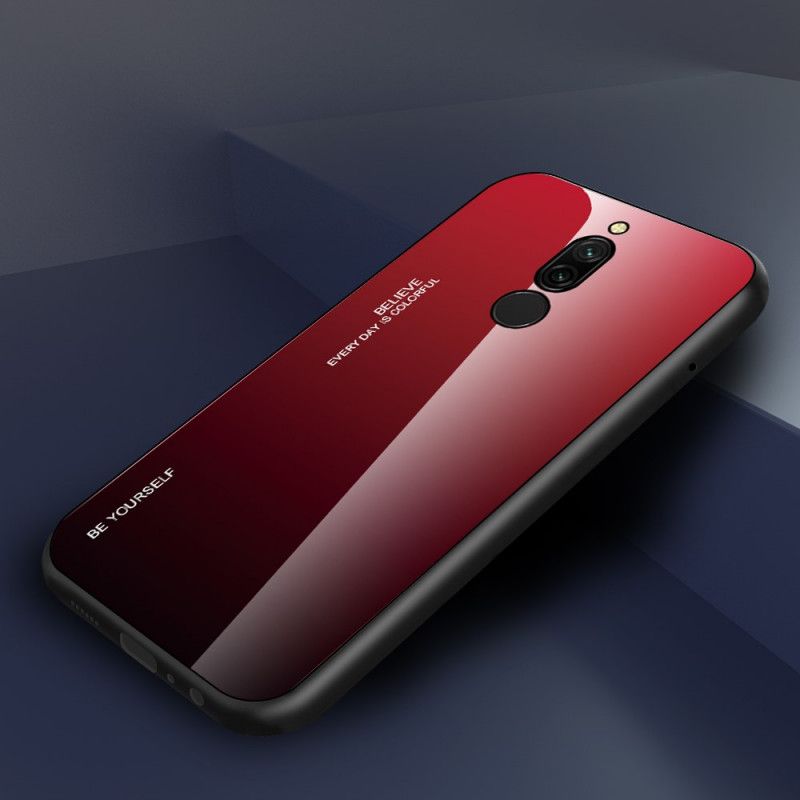 Hülle Xiaomi Redmi 8 Rot Handyhülle Sei Du Selbst Gehärtetes Glas
