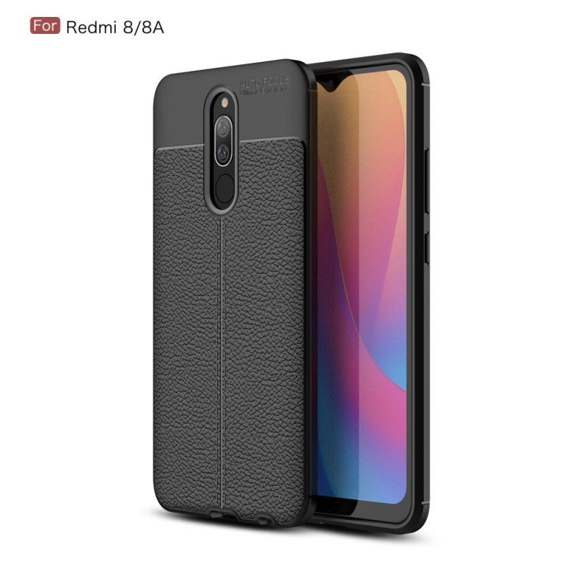 Hülle Xiaomi Redmi 8 Schwarz Doppellinien-Litschileder-Effekt