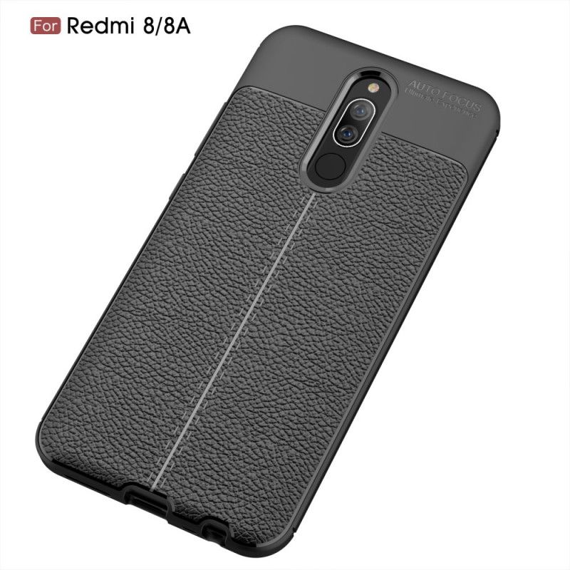 Hülle Xiaomi Redmi 8 Schwarz Doppellinien-Litschileder-Effekt