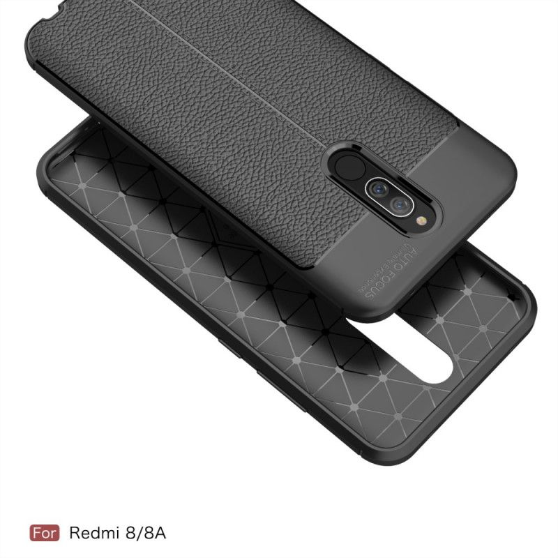 Hülle Xiaomi Redmi 8 Schwarz Doppellinien-Litschileder-Effekt