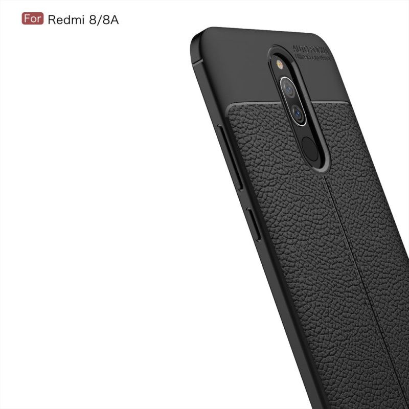 Hülle Xiaomi Redmi 8 Schwarz Doppellinien-Litschileder-Effekt