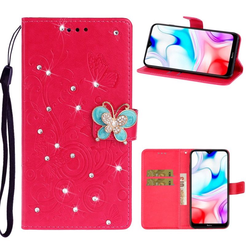 Lederhüllen Für Xiaomi Redmi 8 Magenta Schmetterlingszauber