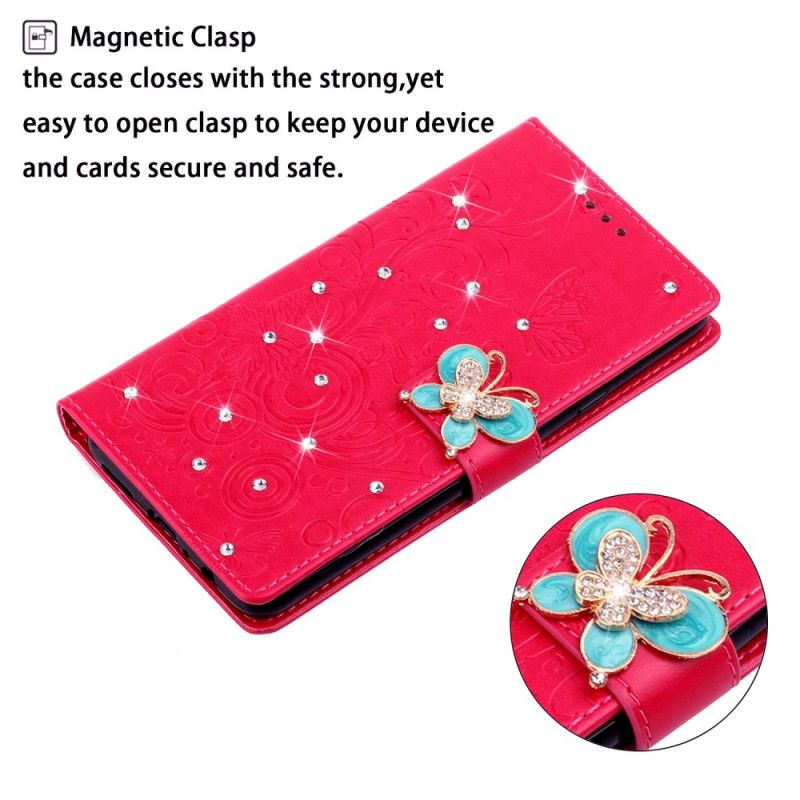 Lederhüllen Für Xiaomi Redmi 8 Magenta Schmetterlingszauber