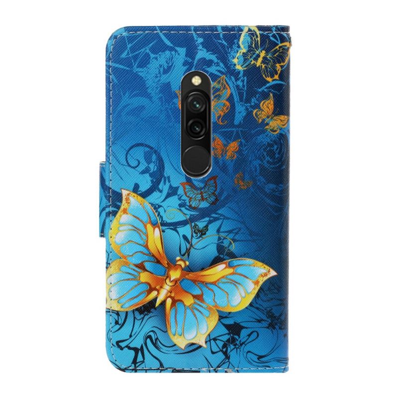 Lederhüllen Für Xiaomi Redmi 8 Schwarz Schmetterlingsvariationen Mit Tanga
