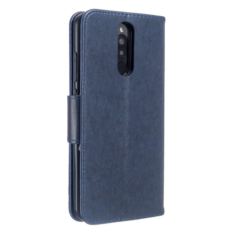 Lederhüllen Xiaomi Redmi 8 Grau Handyhülle Bedruckte Schmetterlinge Mit Tanga