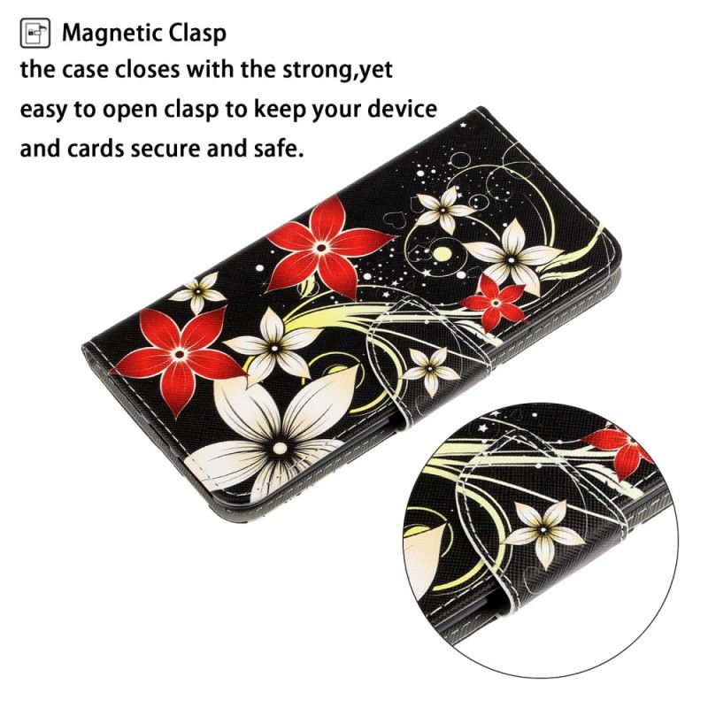 Lederhüllen Xiaomi Redmi 8 Handyhülle Bunte Blumen Mit Einem Riemen