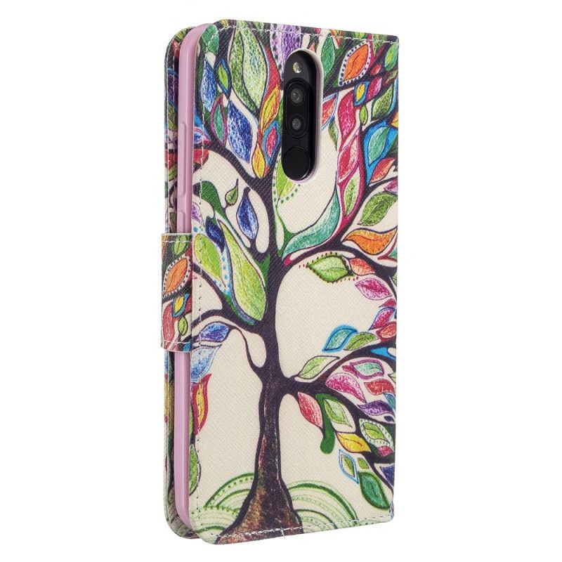 Lederhüllen Xiaomi Redmi 8 Handyhülle Farbiger Baum