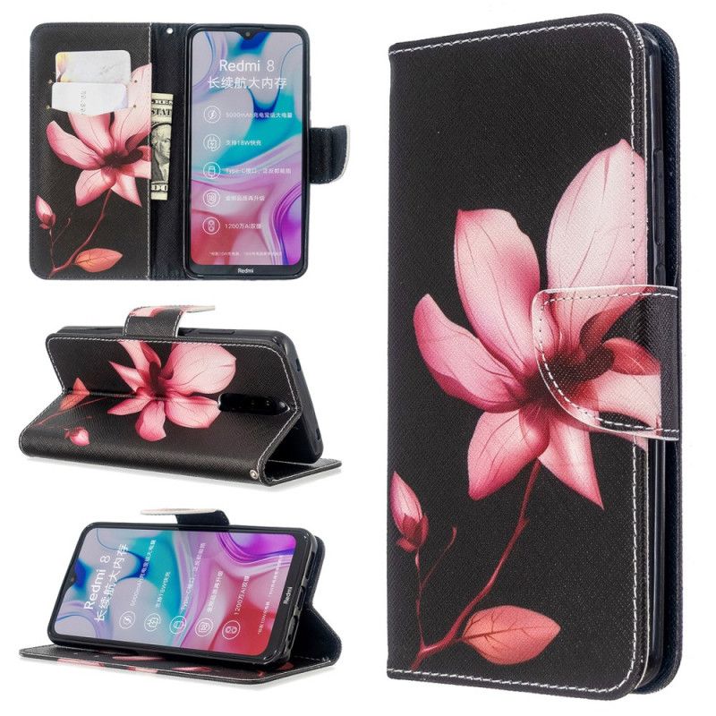 Lederhüllen Xiaomi Redmi 8 Handyhülle Rosa Blume