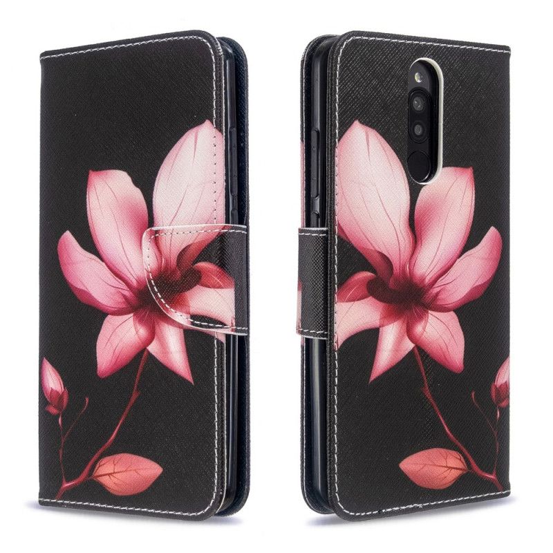 Lederhüllen Xiaomi Redmi 8 Handyhülle Rosa Blume