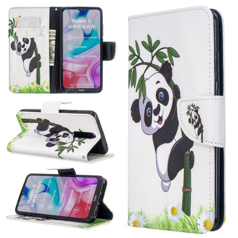 Lederhüllen Xiaomi Redmi 8 Panda Auf Bambus