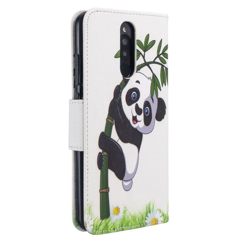 Lederhüllen Xiaomi Redmi 8 Panda Auf Bambus