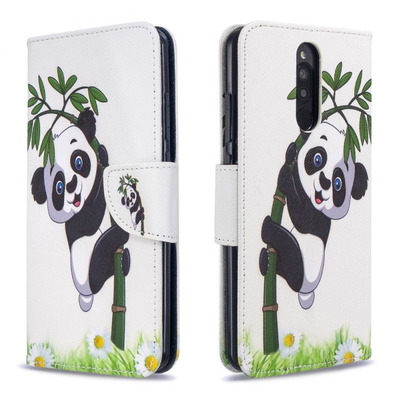 Lederhüllen Xiaomi Redmi 8 Panda Auf Bambus