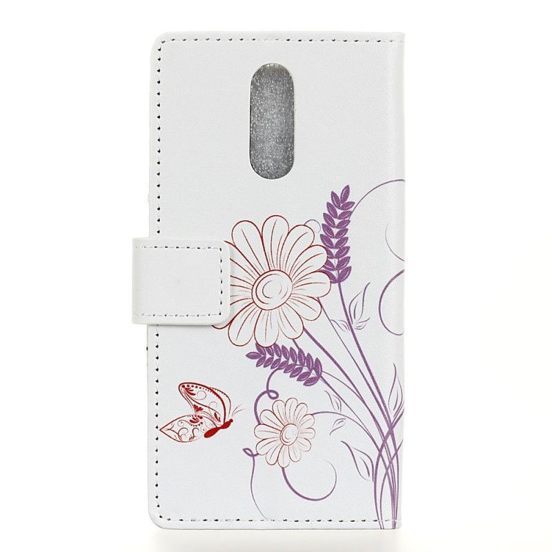 Lederhüllen Xiaomi Redmi 8 Schmetterlinge Und Blumen Zeichnen