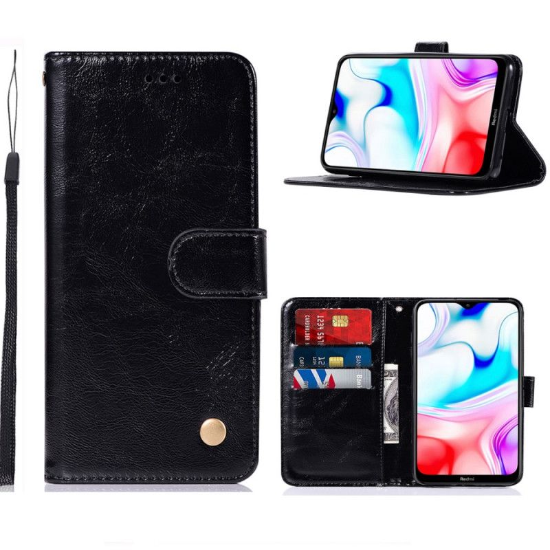 Lederhüllen Xiaomi Redmi 8 Schwarz Vintage Ledereffekt Mit Riemen