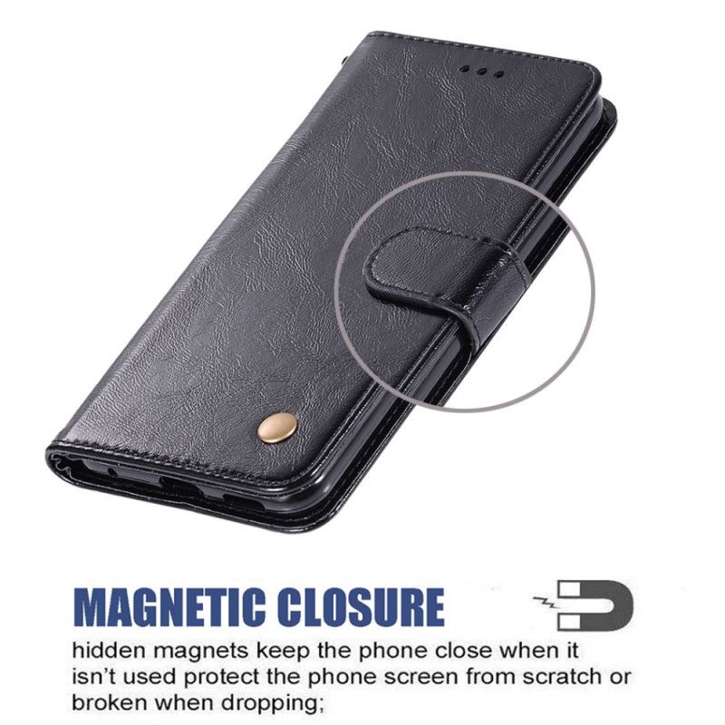 Lederhüllen Xiaomi Redmi 8 Schwarz Vintage Ledereffekt Mit Riemen