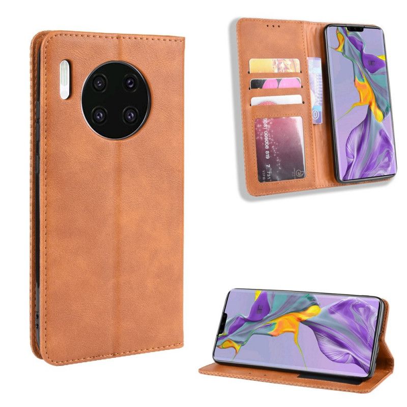 Flip Case Huawei Mate 30 Schwarz Stilisierter Vintage-Ledereffekt