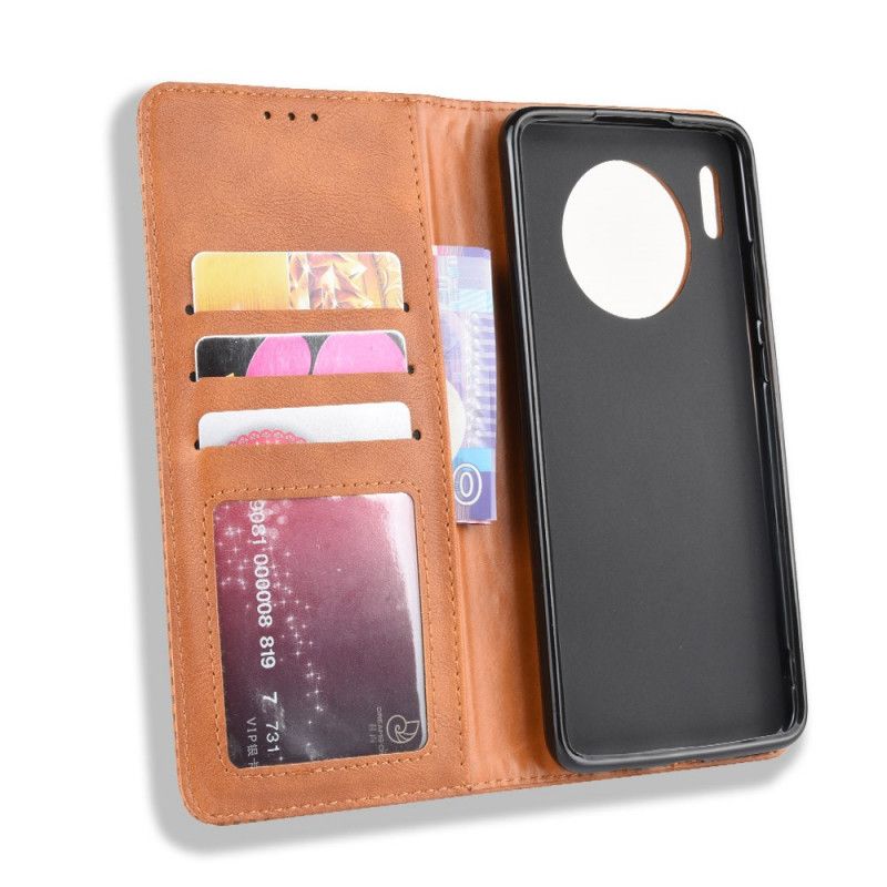 Flip Case Huawei Mate 30 Schwarz Stilisierter Vintage-Ledereffekt