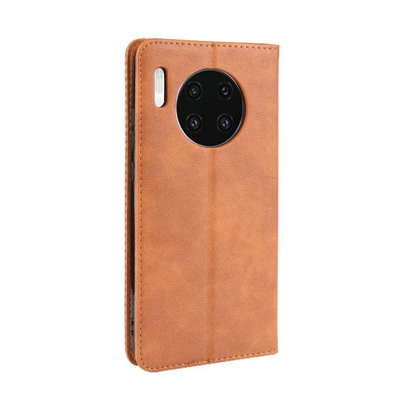 Flip Case Huawei Mate 30 Schwarz Stilisierter Vintage-Ledereffekt