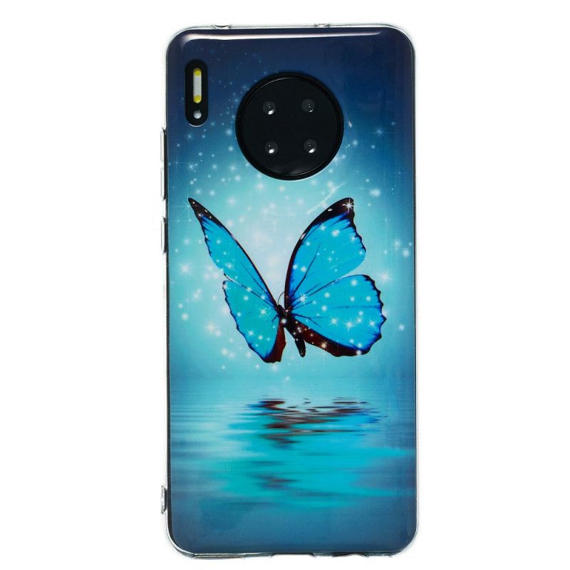 Hülle Für Huawei Mate 30 Fluoreszierender Blauer Schmetterling