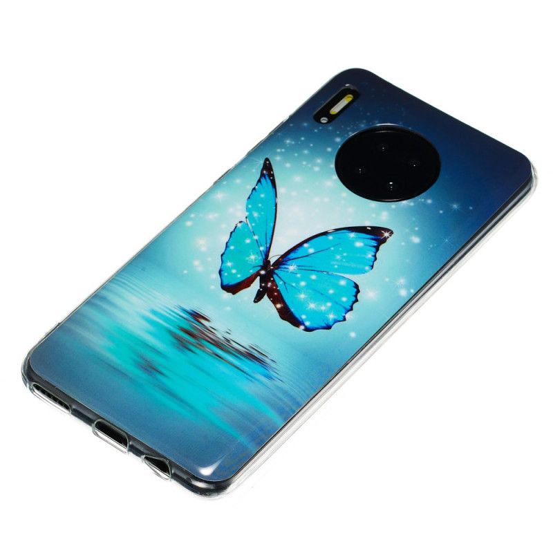 Hülle Für Huawei Mate 30 Fluoreszierender Blauer Schmetterling