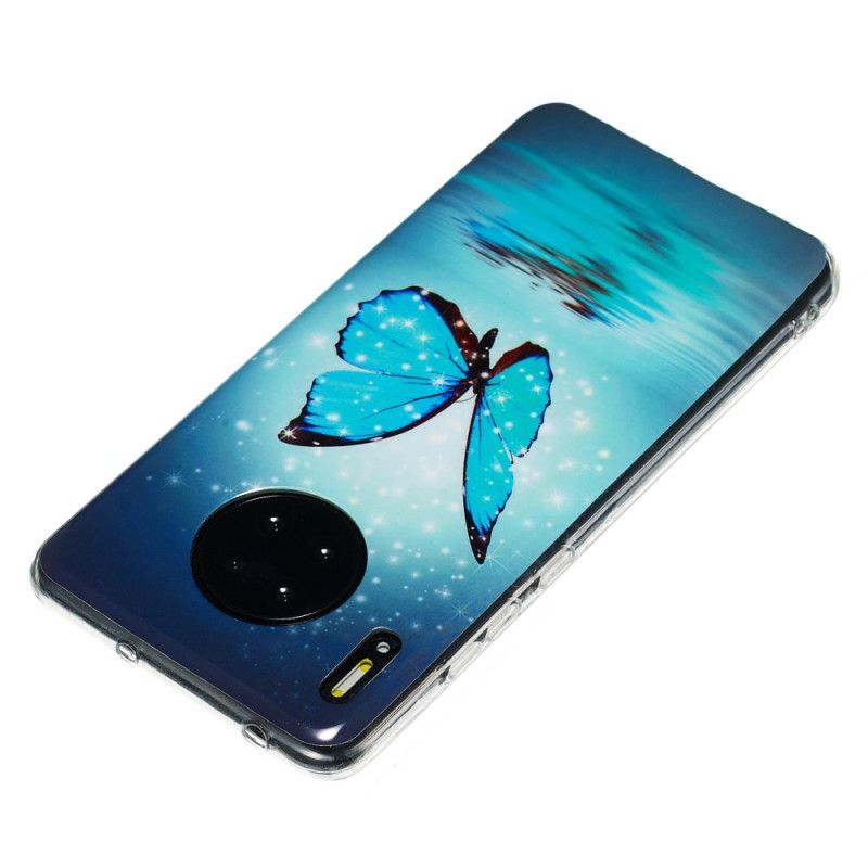 Hülle Für Huawei Mate 30 Fluoreszierender Blauer Schmetterling