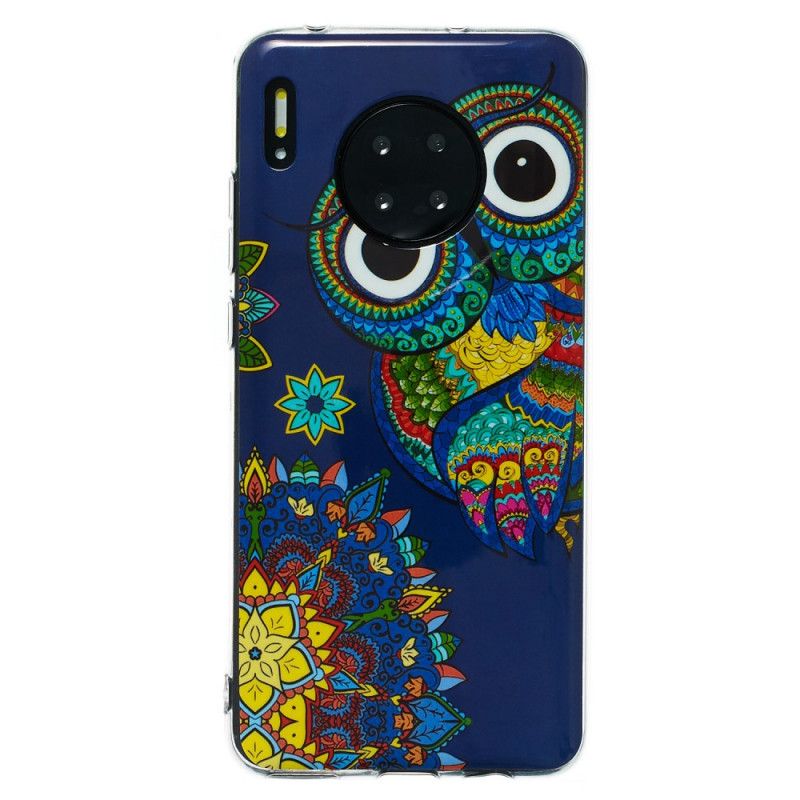 Hülle Huawei Mate 30 Fluoreszierende Mandala-Eule