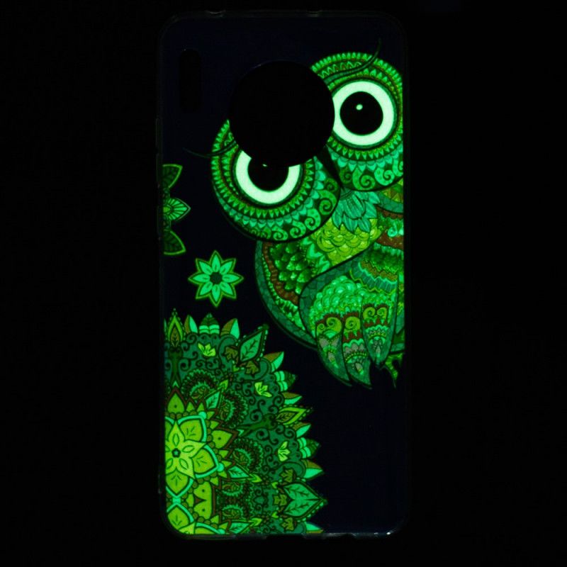 Hülle Huawei Mate 30 Fluoreszierende Mandala-Eule