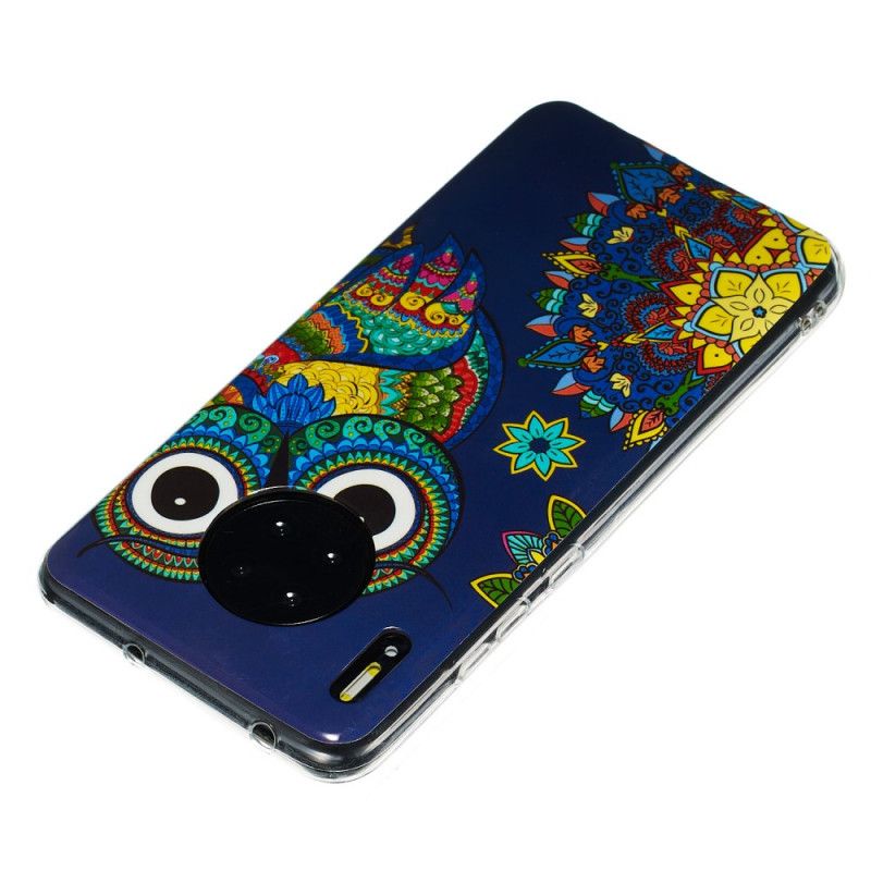 Hülle Huawei Mate 30 Fluoreszierende Mandala-Eule