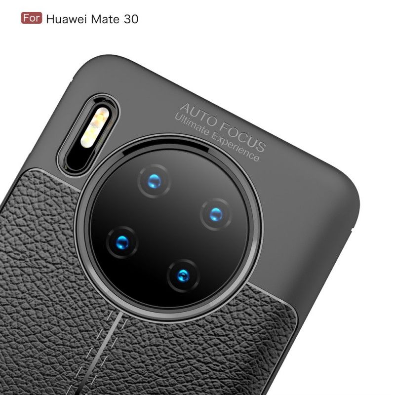 Hülle Huawei Mate 30 Schwarz Litschileder-Effekt