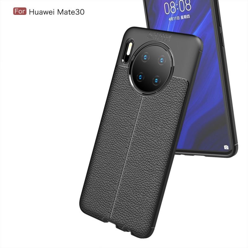 Hülle Huawei Mate 30 Schwarz Litschileder-Effekt