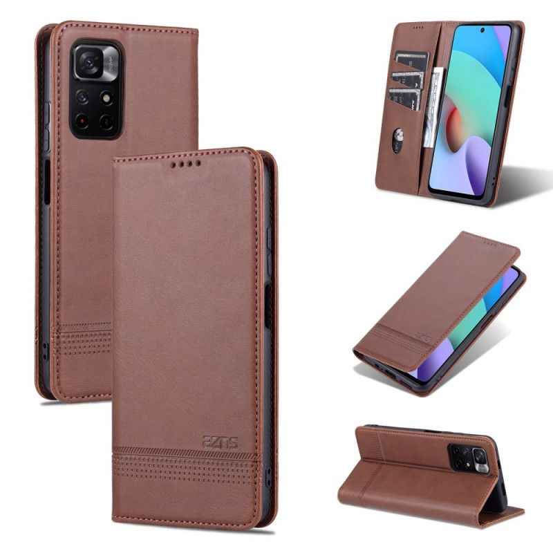 Flip Case Für Xiaomi Redmi Note 11 / Poco M4 Pro 5g Azns Lederstil