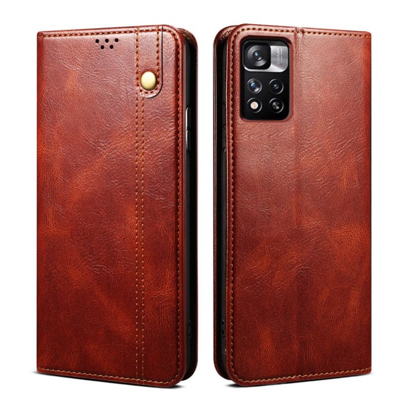 Flip Case Für Xiaomi Redmi Note 11 / Poco M4 Pro 5g Gewachstes Kunstleder