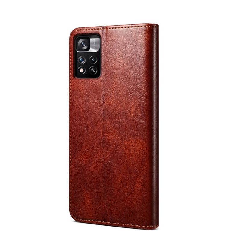 Flip Case Für Xiaomi Redmi Note 11 / Poco M4 Pro 5g Gewachstes Kunstleder