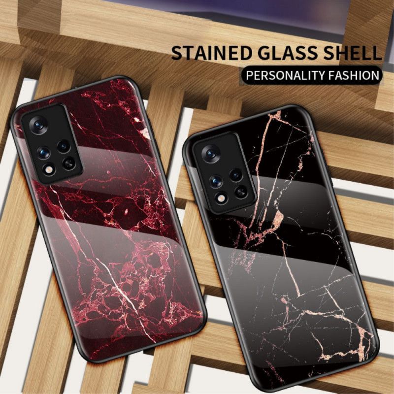 Hülle Für Xiaomi Redmi Note 11 / Poco M4 Pro 5g Gehärtetes Glas In Marmorfarben