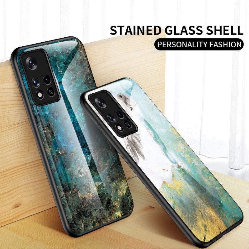 Hülle Für Xiaomi Redmi Note 11 / Poco M4 Pro 5g Gehärtetes Glas In Marmorfarben