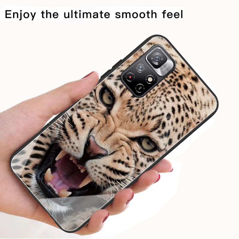 Hülle Für Xiaomi Redmi Note 11 / Poco M4 Pro 5g Gehärtetes Leopardenglas