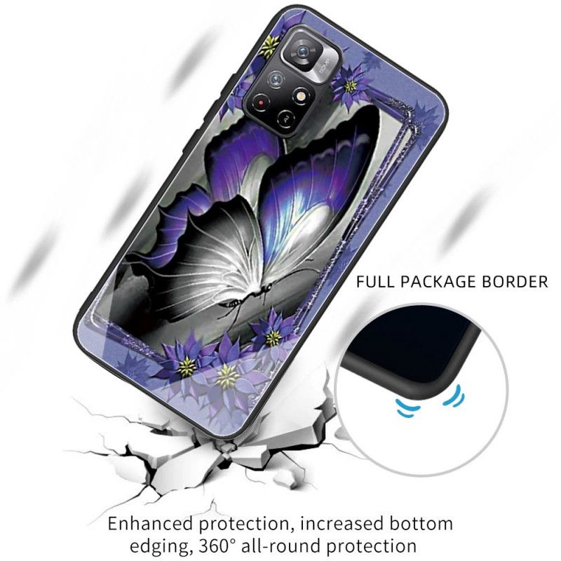 Hülle Für Xiaomi Redmi Note 11 / Poco M4 Pro 5g Violettes Schmetterlings-hartglas