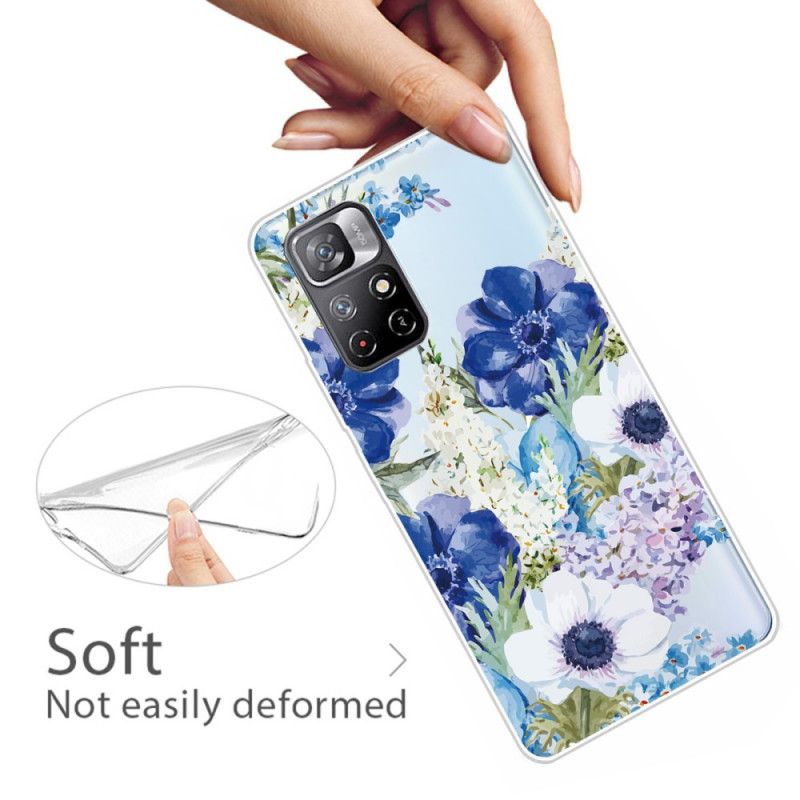 Hülle Xiaomi Redmi Note 11 / Poco M4 Pro 5g Blaue Blumen Aquarell