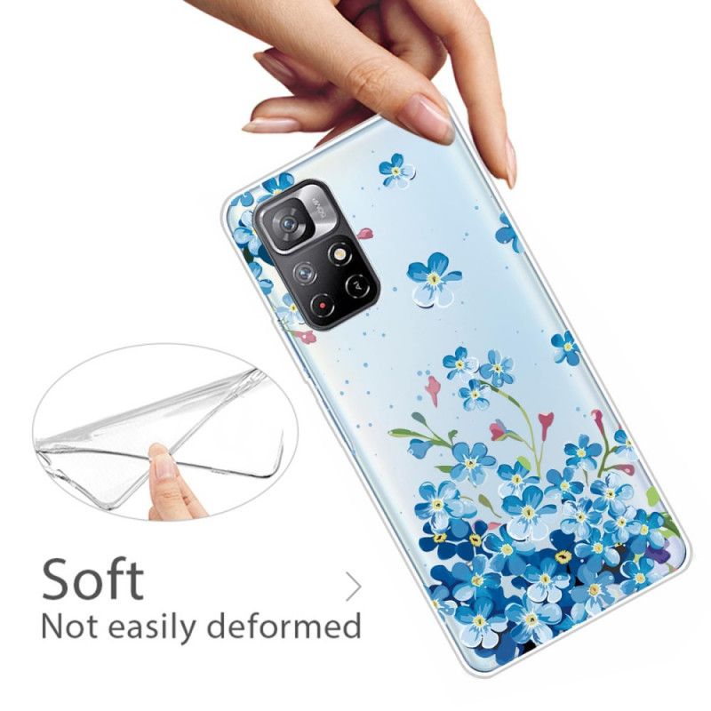 Hülle Xiaomi Redmi Note 11 / Poco M4 Pro 5g Handyhülle Blauer Blumenstrauß
