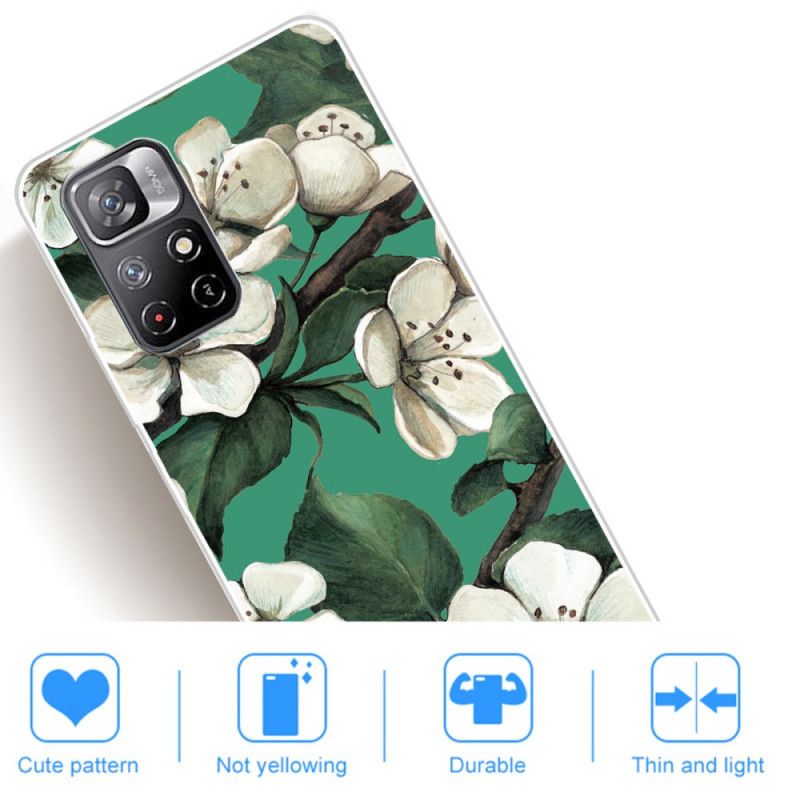 Hülle Xiaomi Redmi Note 11 / Poco M4 Pro 5g Handyhülle Gemalte Weiße Blumen