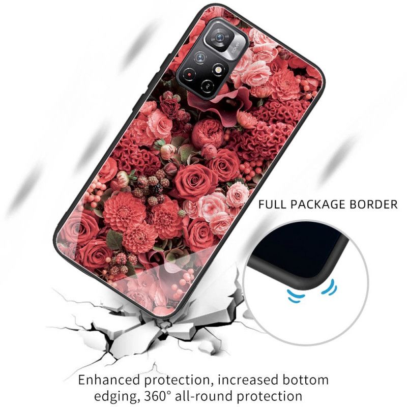 Hülle Xiaomi Redmi Note 11 / Poco M4 Pro 5g Handyhülle Rosa Blumen Aus Gehärtetem Glas