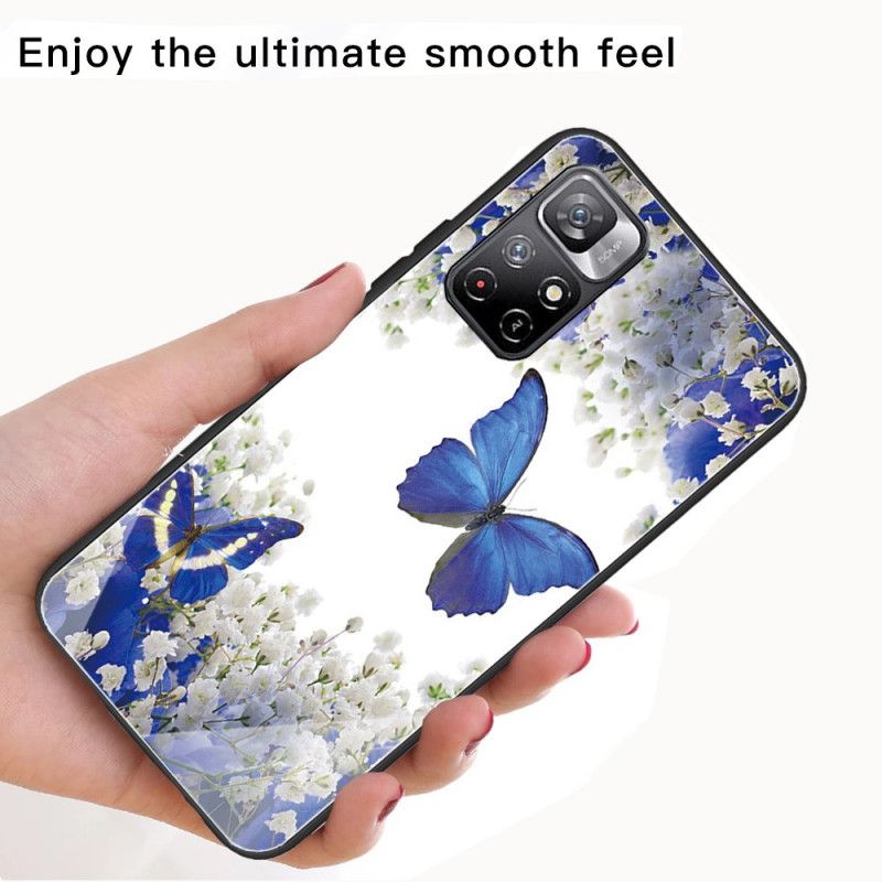 Hülle Xiaomi Redmi Note 11 / Poco M4 Pro 5g Handyhülle Schmetterlingsdesign Aus Gehärtetem Glas