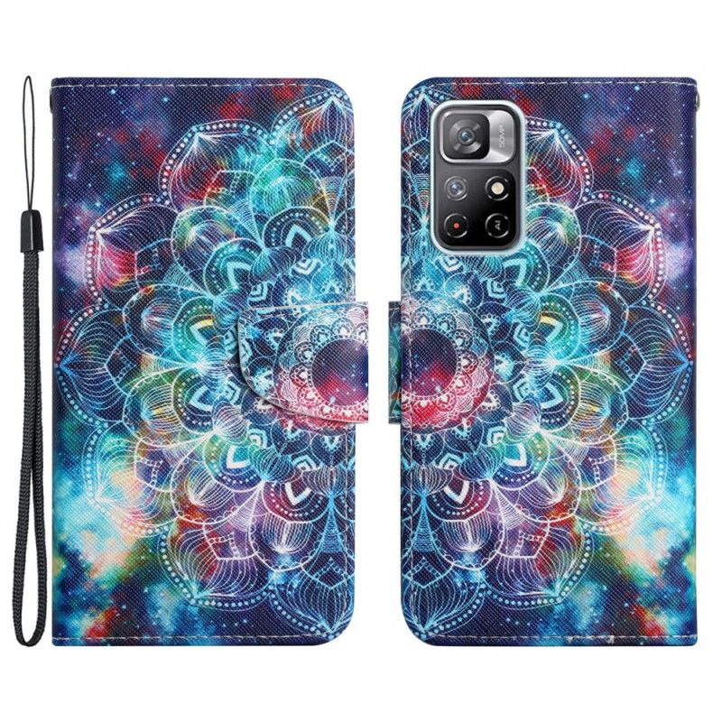 Lederhüllen Für Xiaomi Redmi Note 11 / Poco M4 Pro 5g Auffälliges Halbes Riemchen-mandala