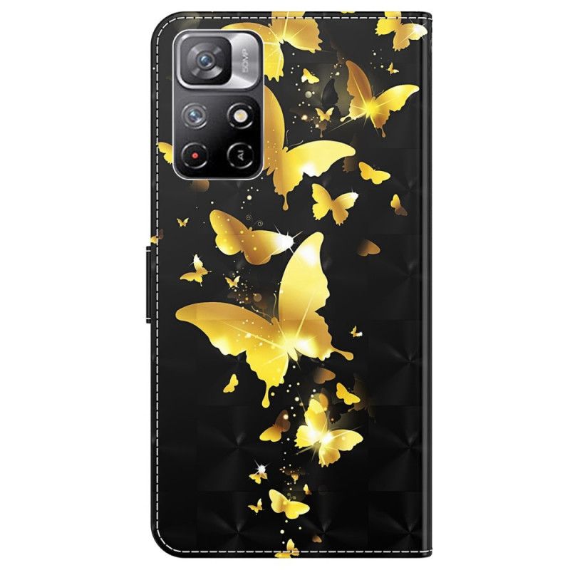 Lederhüllen Für Xiaomi Redmi Note 11 / Poco M4 Pro 5g Gelbe Schmetterlinge