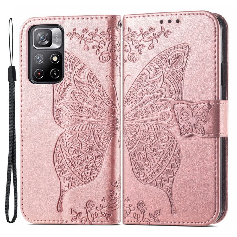 Lederhüllen Für Xiaomi Redmi Note 11 / Poco M4 Pro 5g Halbe Schmetterlinge