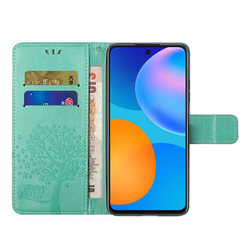 Lederhüllen Für Xiaomi Redmi Note 11 / Poco M4 Pro 5g Tangabaum Und Eulen