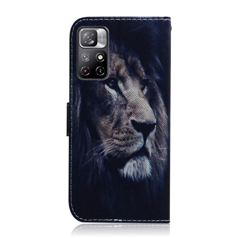 Lederhüllen Für Xiaomi Redmi Note 11 / Poco M4 Pro 5g Träumender Löwe
