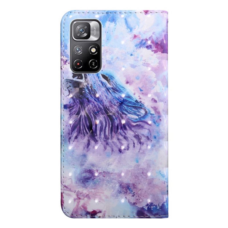 Lederhüllen Für Xiaomi Redmi Note 11 / Poco M4 Pro 5g Wolf Aquarell