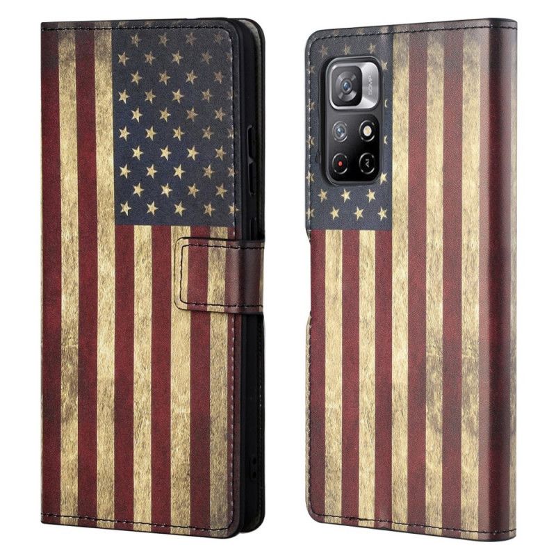 Lederhüllen Xiaomi Redmi Note 11 / Poco M4 Pro 5g Amerikanische Flagge